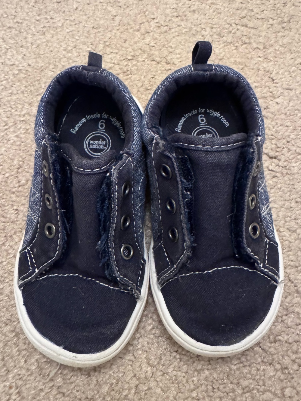 wonder nation Navy Slip-On Canvas Kids Sneakers - Size 6